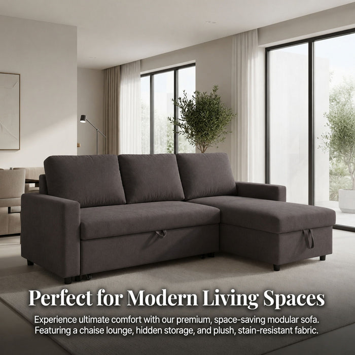 L - Shaped Convertible Sofa Bed With Storage Chaise