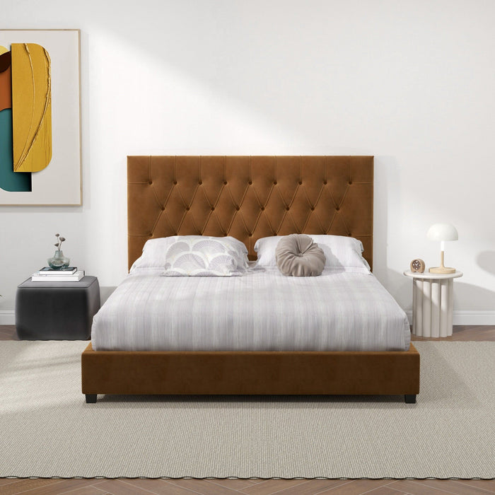 Donald - Mid-Century Modern Upholstered Platform Bed