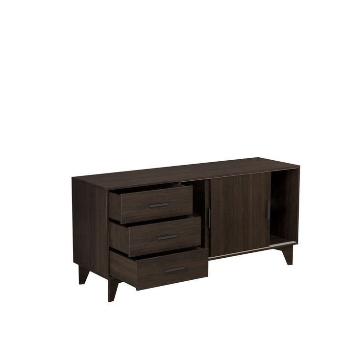 Parker - TV Stand With Sliding Doors And Drawers - Dark Brown
