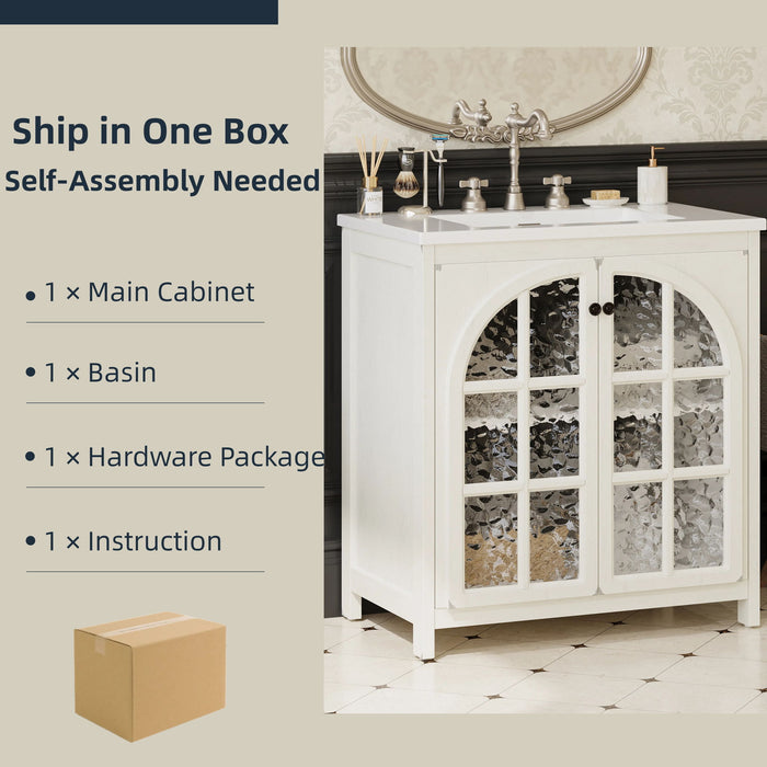 Vintage Farmhouse Bathroom Vanity With Ceramic Sink