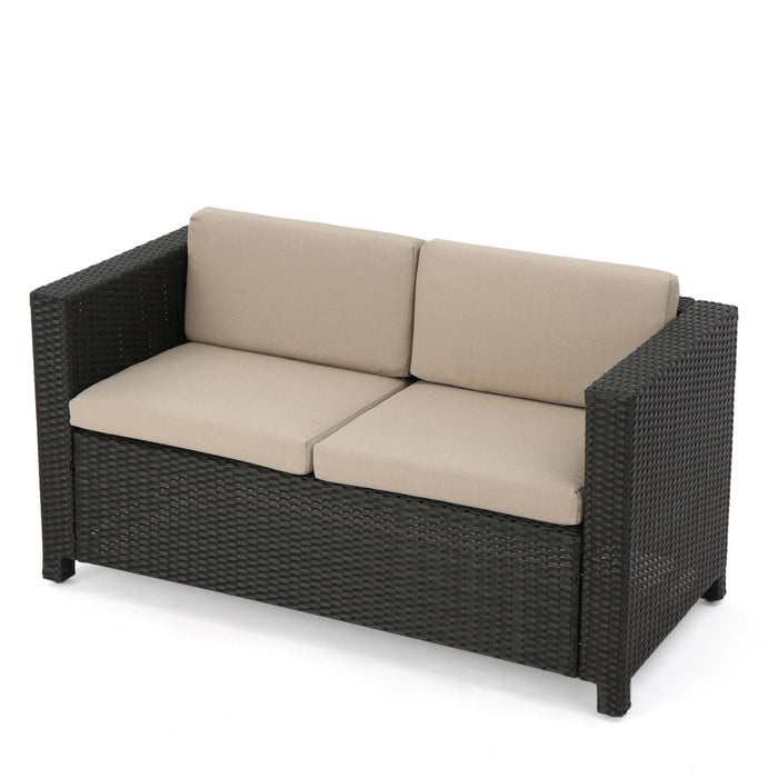 Puerta - Loveseat Outdoor Seating With Water Resistant Cushions - Dark Brown