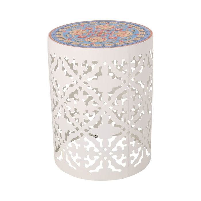 Airy - Outdoor Side Table With Lace Cut Design And Metal Frame