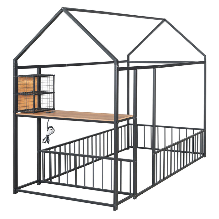 House Frame With Desk, Shelves, Power Outlets And USB Ports