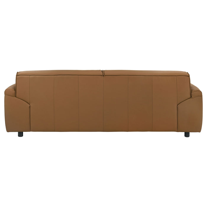 Buxton Top Grain Leather Upholstered Sofa Orange