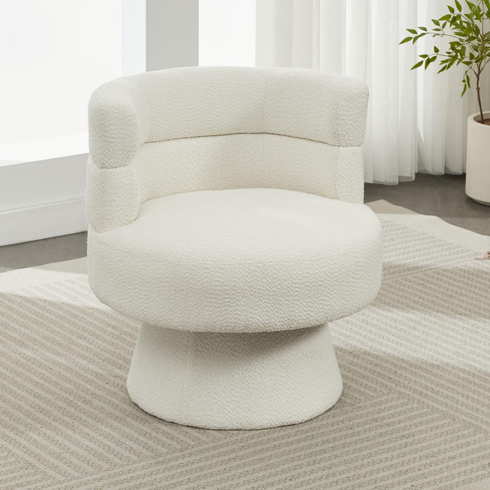 Swivel Accent Chair, 360° Rotating Design With Ergonomic Support For Living Room, Bedroom & Home Office - Cream White