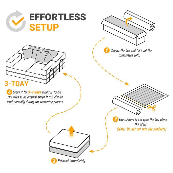 Modular L Shaped Floor Living Room Sofa Set With 6 Pillows