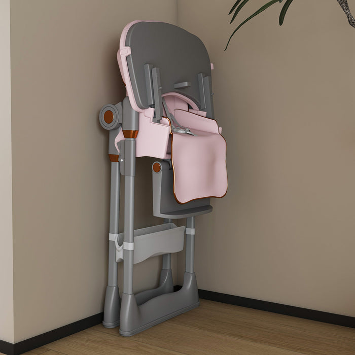 Adjustable Baby High Chair 0-6 Years, Portable Infant Feeding Seat With Safety Belt, Silent Lockable Wheels