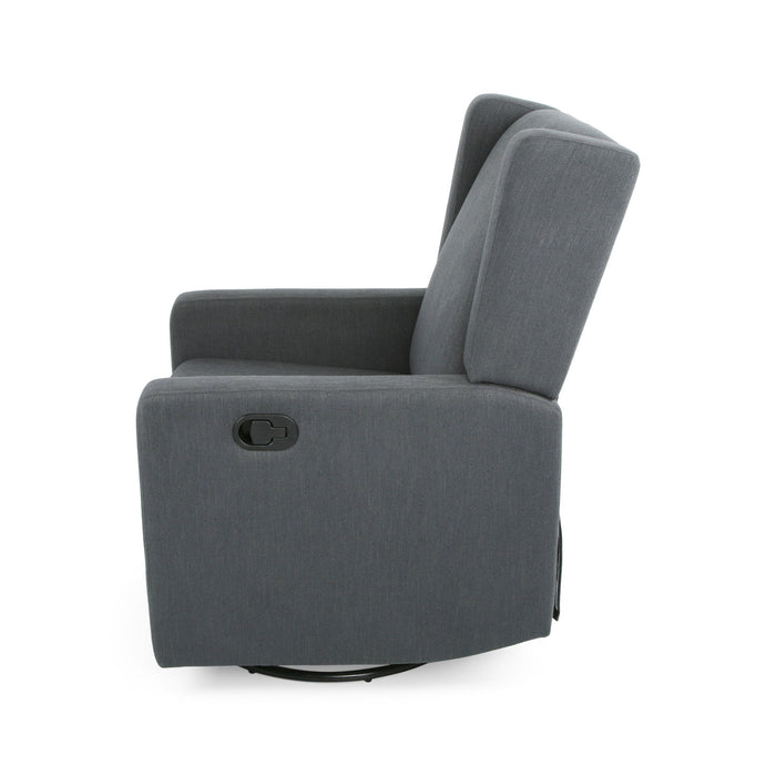 Landau Contemporary Fabric Upholstered Swivel Recliner
