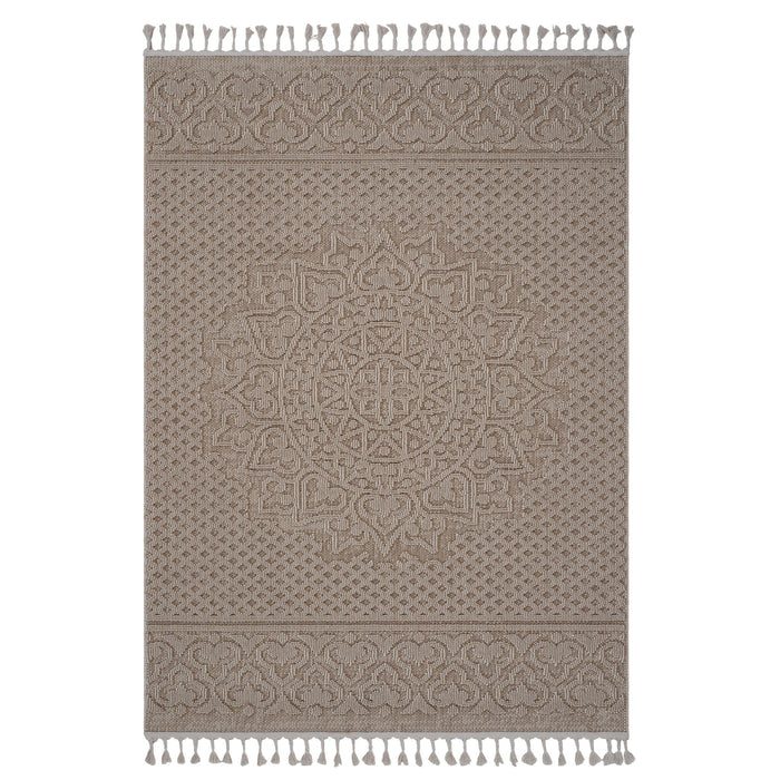 Guros - 6' X 9' Medallion Indoor / Outdoor Area Rug - Beige