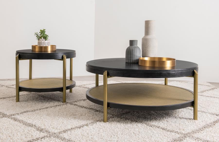 Arini - Round Coffee Table With Storage Shelf
