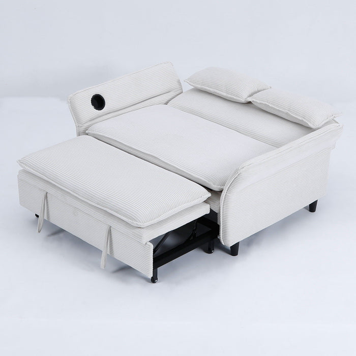 Modern Fabric Multi-Functional Sofa Bed With Adjustable Armrests And Backrests
