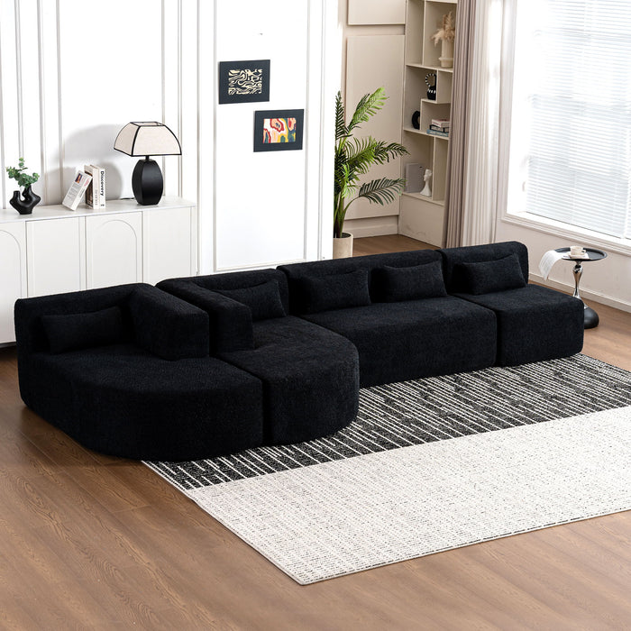 Upholstered Sofa Free Combined Sofa Couch With 2 Chaise Lounge And Five Back Pillows For Living Room