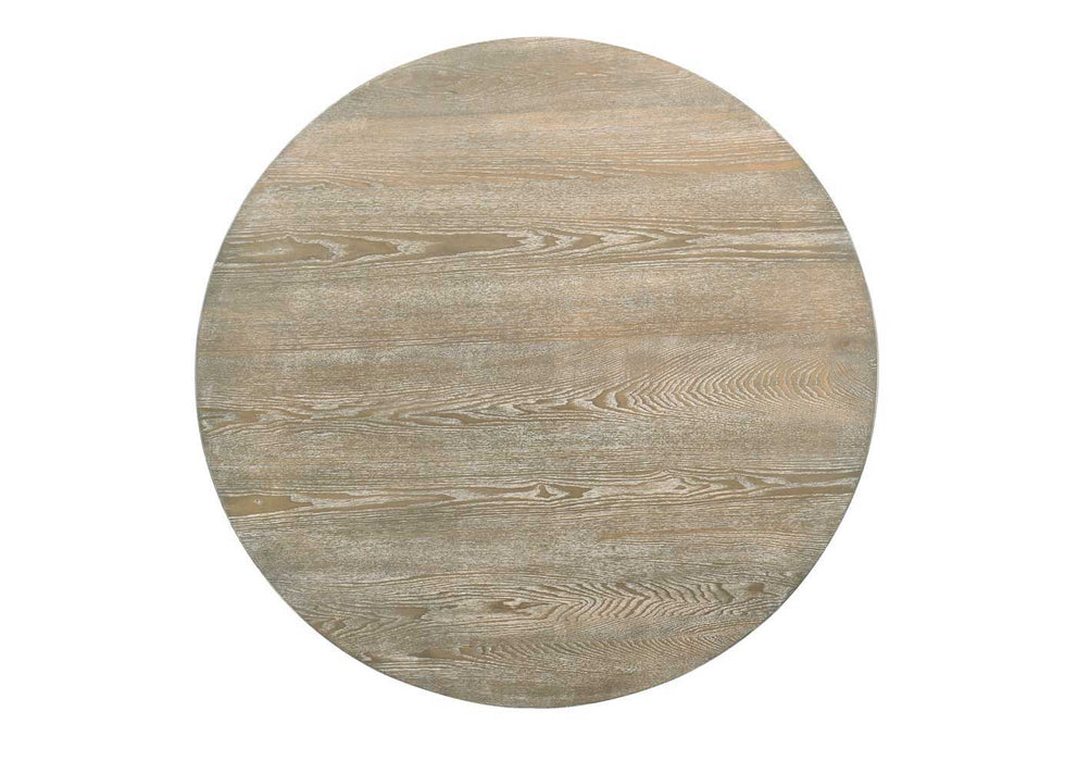 Modern Farmhouse Round Dining Table Solid Wood Rubberwood Antique Finishing Rustic Look Distressed Look Wire Brushed For 4 Seaters - Grayish Brown