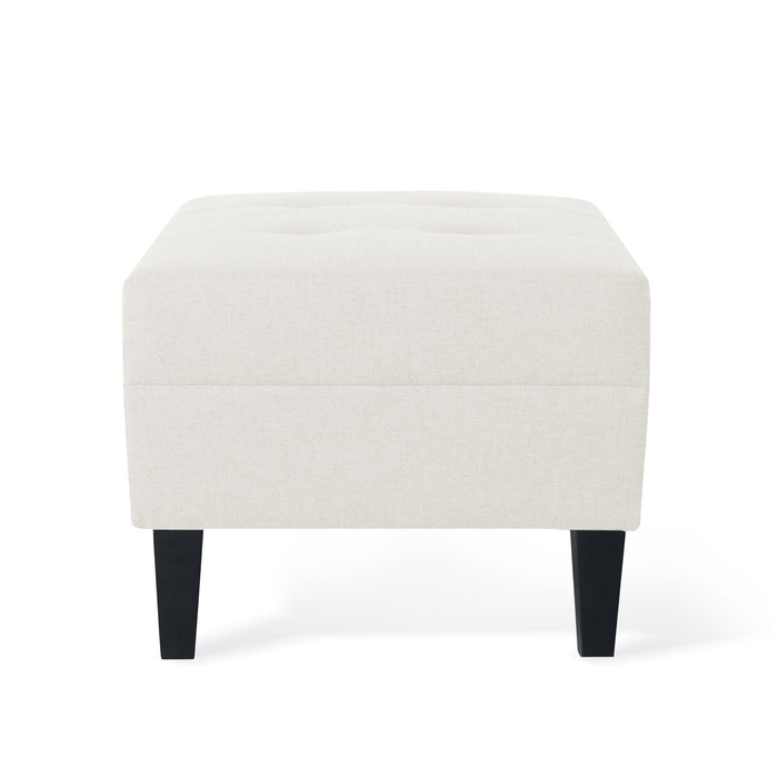 Classic Ottoman With Birch Wood Legs And Fabric Upholstery