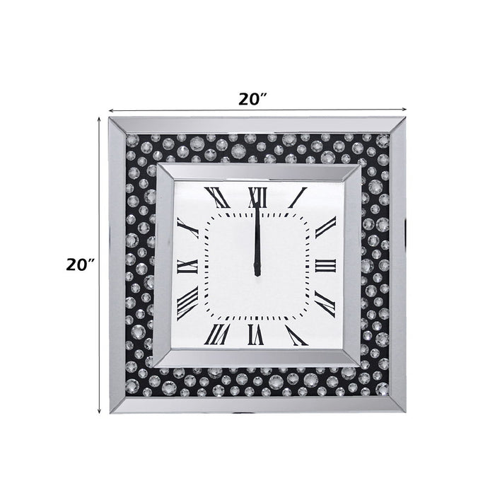 Nysa - Wall Clock - Mirrored & Faux Crystals