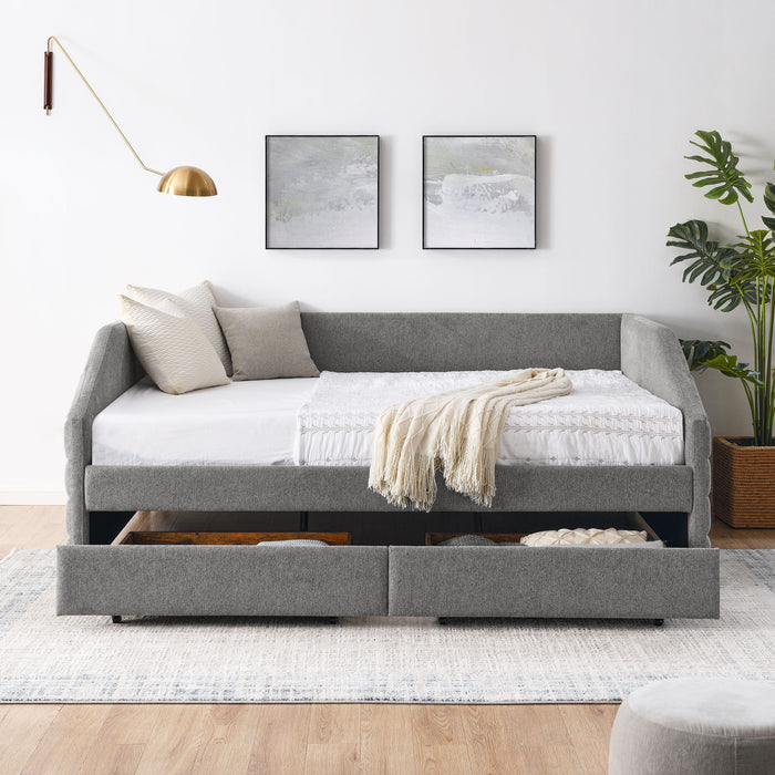 Elegant Daybed With Trundle Upholstered Tufted Sofa Bed