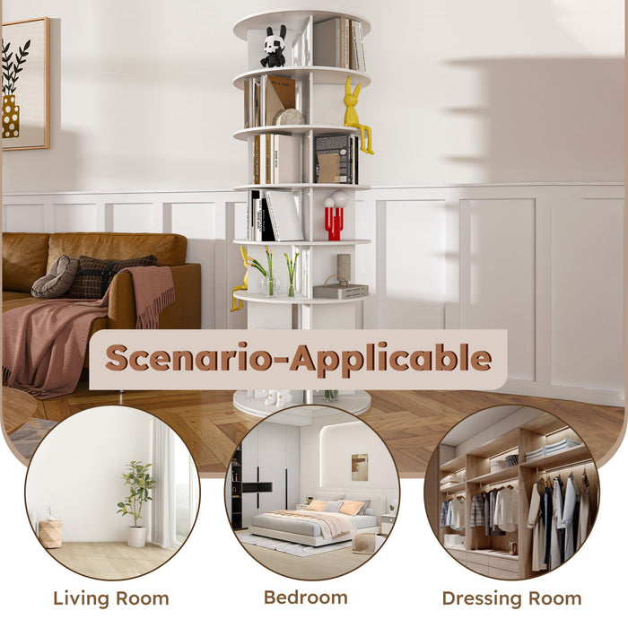 6 Tier Spinning Shoe Rack, Free Standing 360° Revolving Shoe Organizer - White