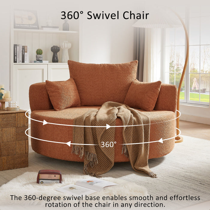 360° Swivel Accent Barrel Chair With 3 Removable Pillows For Living Room