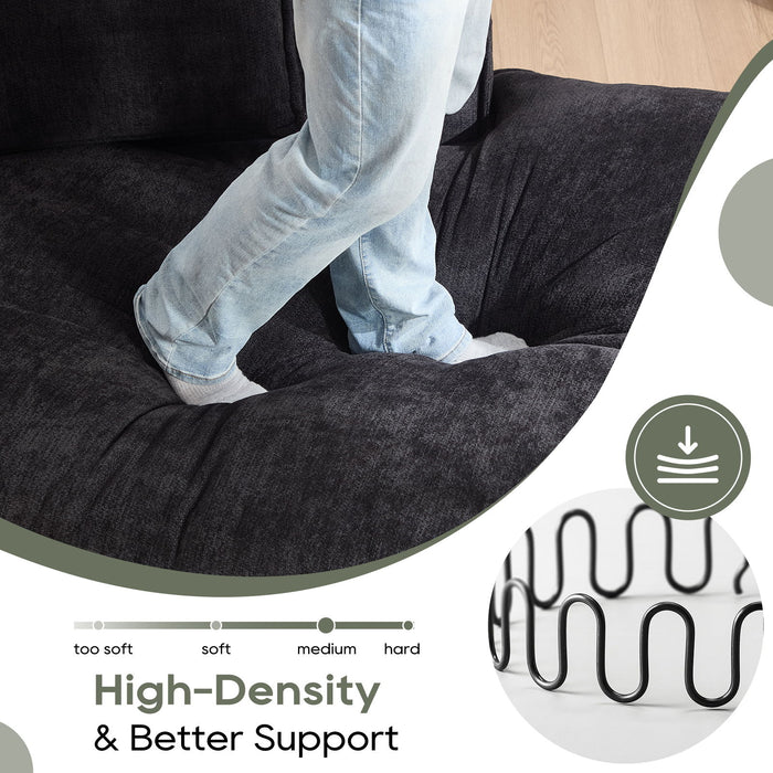 Modern Minimalist Modular Sectional Sofa With Deep Seats And Right Facing Chaise