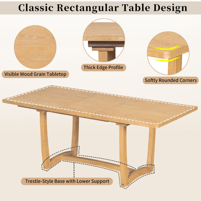 Rectangular Extendable Dining Table Set With 6 Upholstered Chairs