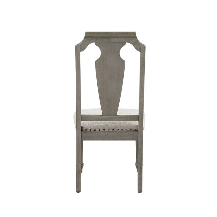 Zumala - Side Chair Set of 2) - Beige Linen & Weathered Oak