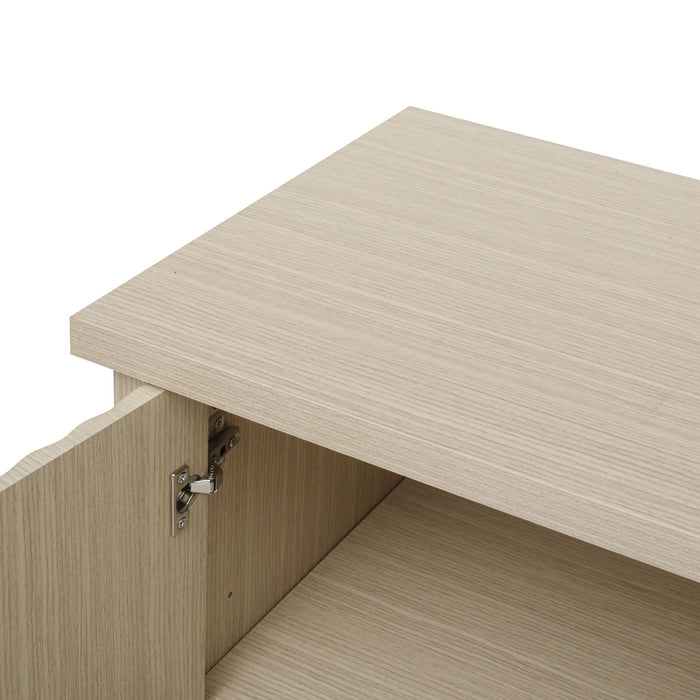 4 Door Sideboard, Carved Sideboard Buffet Cabinet With Storage, Modern Coffee Bar Cabinet With Adjustable Shelf For Living Room, Dining Room, Kitchen - Natural