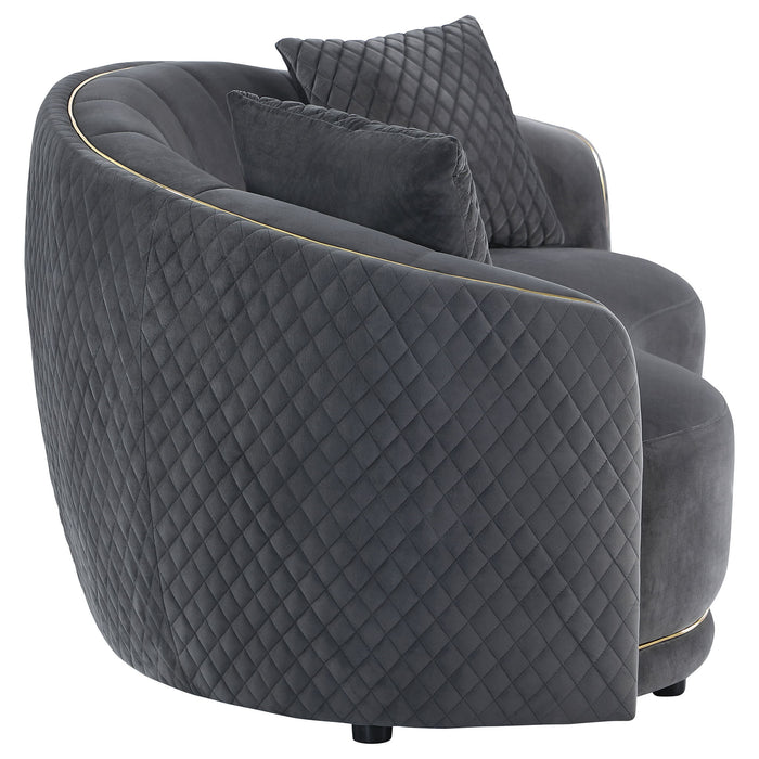 Lorraine - Upholstered Curved Loveseat - Dark Gray