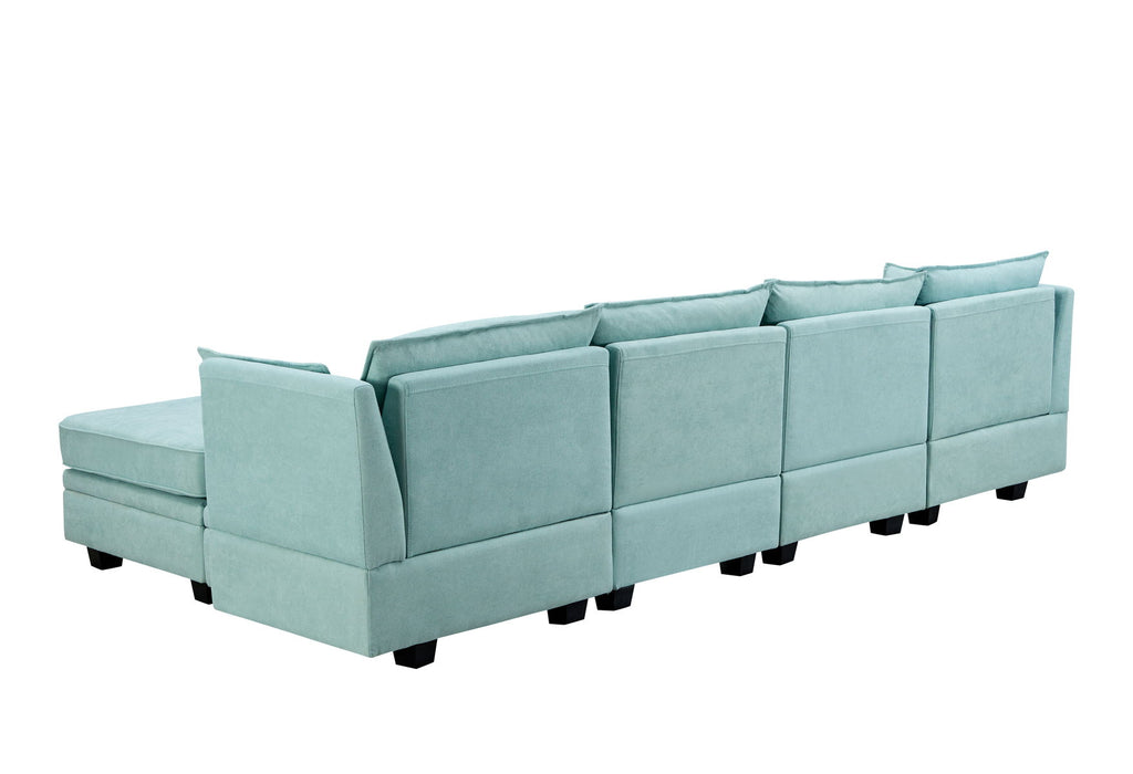 U_Style Modern Large U-Shape Modular Sectional Sofa, Convertible Sofa Bed With Reversible Chaise For Living Room, Storage Seat - Light Green