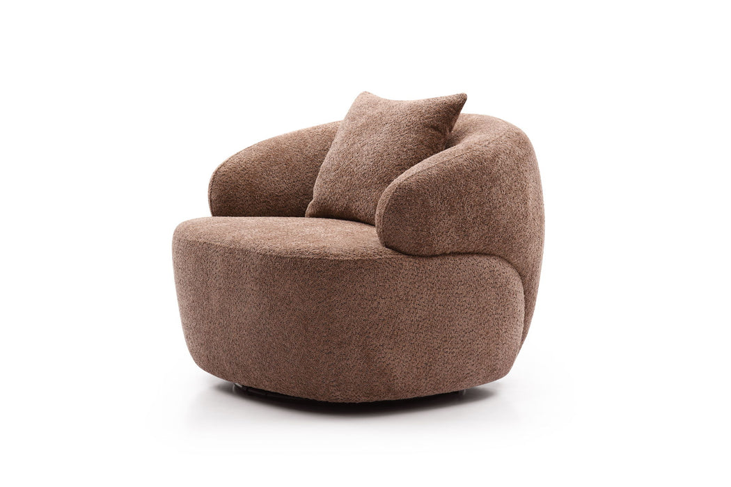 360В° Swivel Mid Century Modern Curved Sofa, 1 - Seat Cloud Couch Boucle Sofa Fabric Couch For Living Room, Bedroom, Office Brown