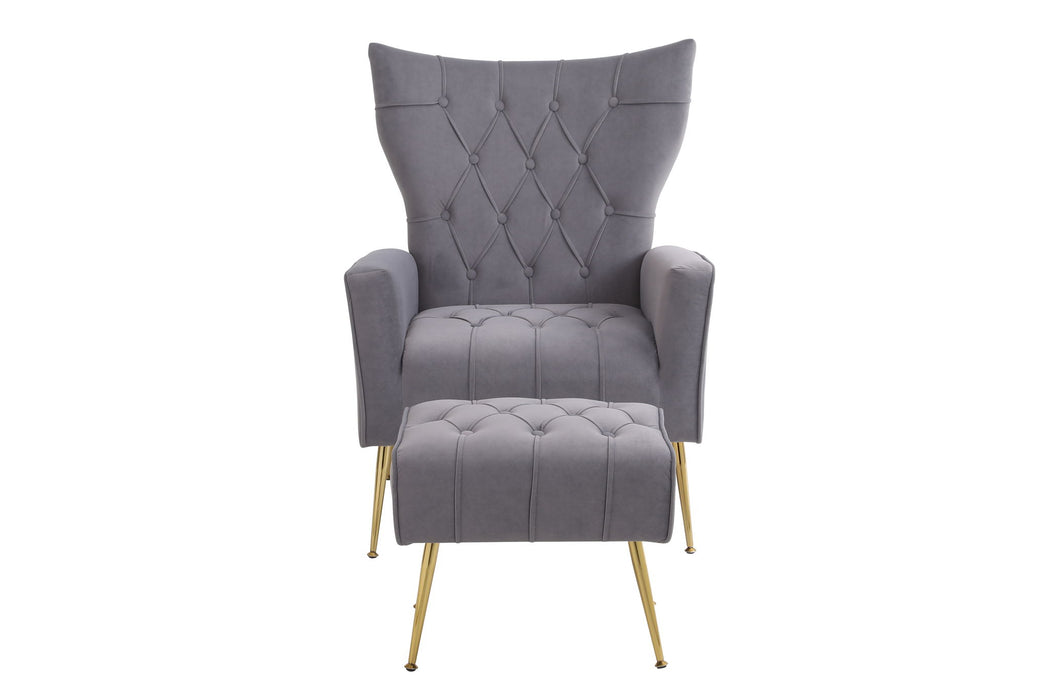 Modern Accent Chair With Ottoman, Comfy Armchair For Living Room