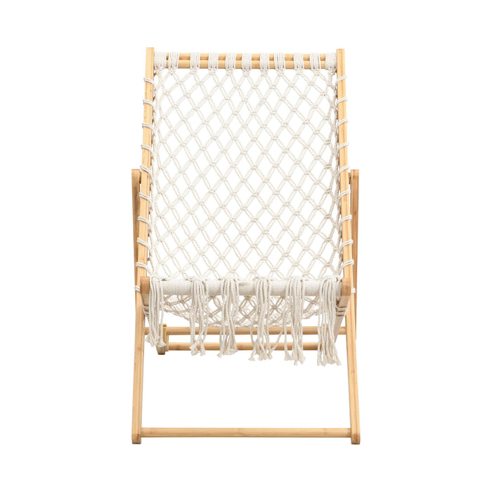 Bamboo Weaving Chair Set With Handwoven Rope For Patio And Living Spaces - Natural