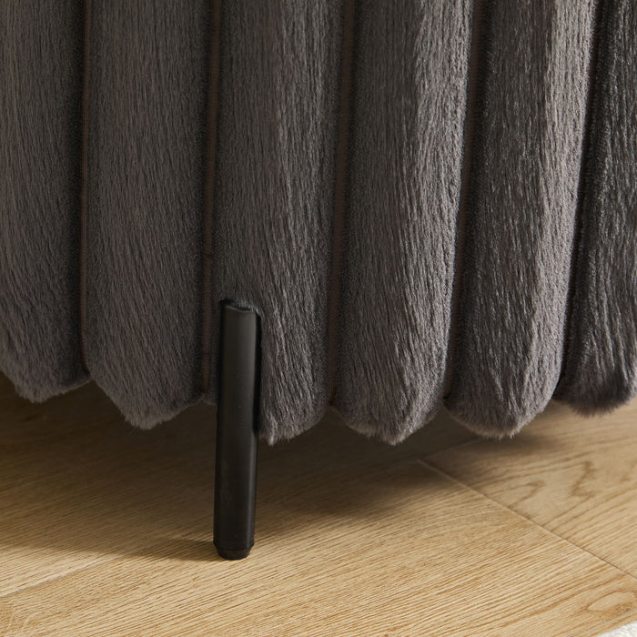 Wide Upholstered Round Pouf Ottoman Foot Rest