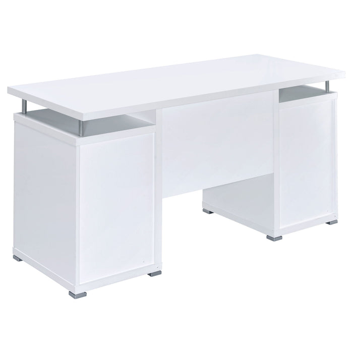 Modern Office Computer Desk With 2 Drawers, Adjustable Shelf, Slide Out Keyboard Tray