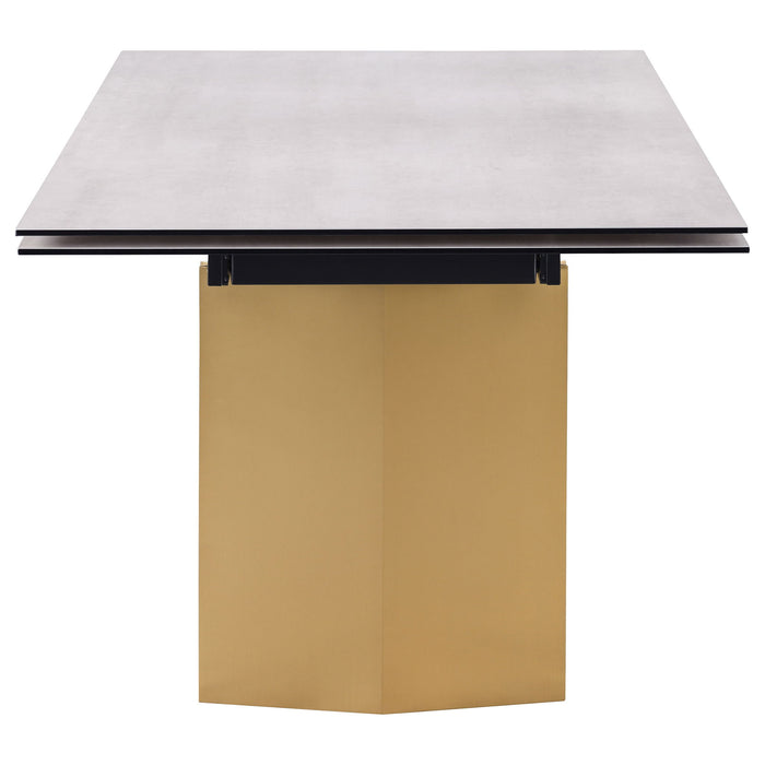 Vesa 97-inch Glass Top Extension Dining Table Beige