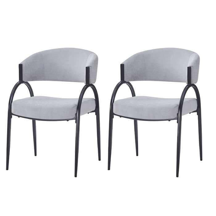 Contemporary Upholstered Dining Chairs With Metal Legs (Set of 2)