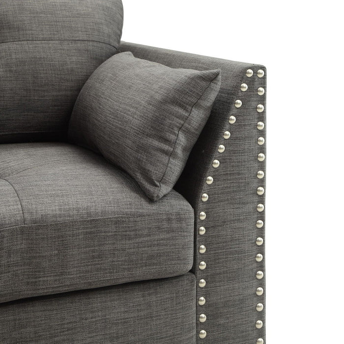 Laurissa - Loveseat With 4 Pillows - Light Charcoal Linen