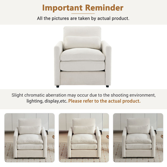 Cozy Upholstered Plush Cushion Armchair For Living Room