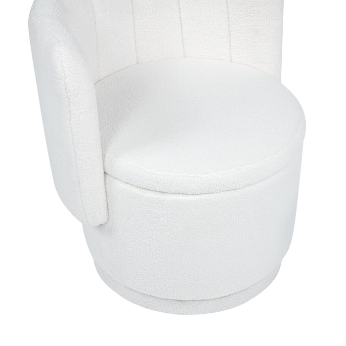 Modern 360 Degree Swivel Back Sofa Chair With Storage Space Boucle, Perfect For Bedroom And Living Room - Beige