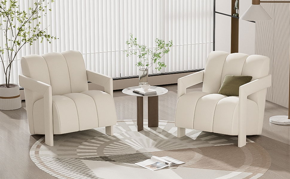 Modern Minimalist Leisure Armchair With L Shaped Armrests