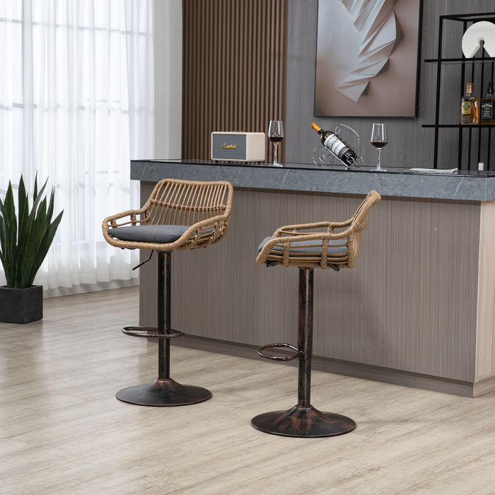 Modern Swivel Bar Stools Adjustable Counter Chairs With Footrest (Set of 2)