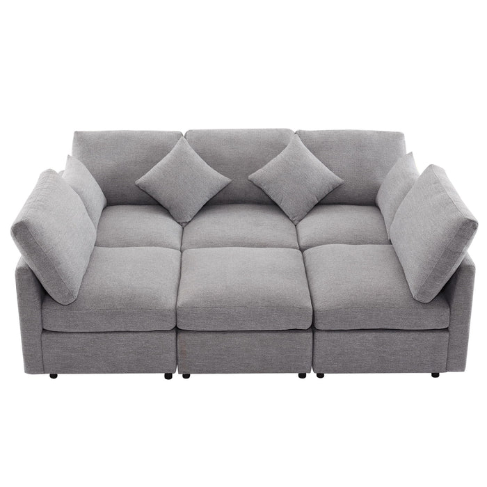 Sectional Sofa Modular U-Shaped With Ottoman & USB Ports