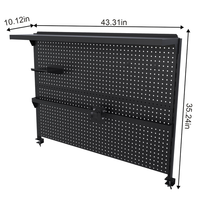 Clamp On Desk Pegboard With Single Monitor Stand