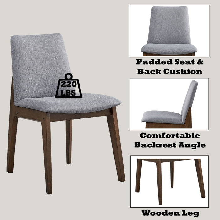 Kaela - 7 Pieces Dining Room Set - Light Gray / Walnut