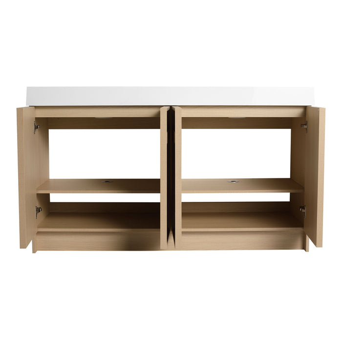 Freestanding Bathroom Vanity With Resin Sink & Soft Close Cabinet Doors