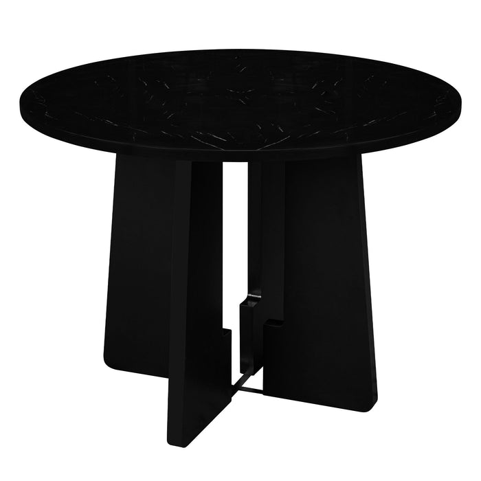 5 Piece Round Dining Table Set, Modern Dining Table And 4 Upholstered Chairs For Dining Room