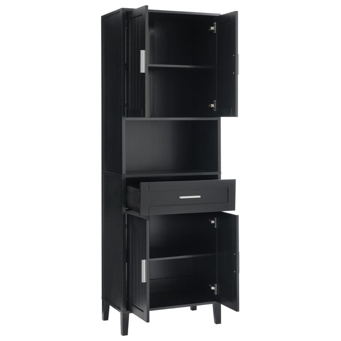 Freestanding Tall Bathroom Cabinet With Soft Close Doors And Adjustable Shelves