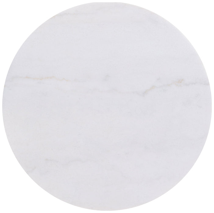 Jason Round White Marble Top Coffee Table Honey Brown
