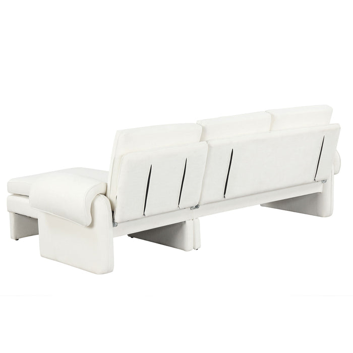 Convertible Futon Sofa Bed With Adjustable Backrest, Reversible Chaise Lounge And 2 Removable Armrest Pillows