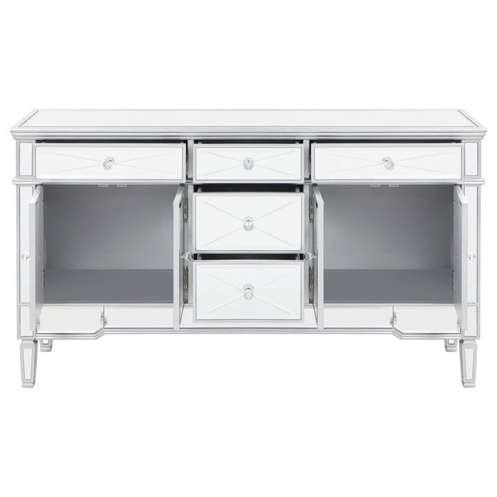 Duchess 5-drawer Mirrored Storage Accent Cabinet Silver