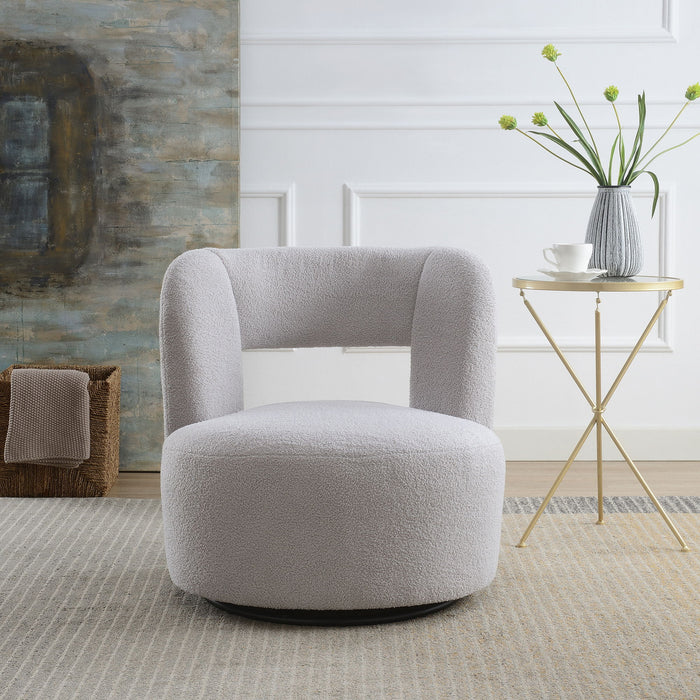 Swivel Comfy Round Barrel Chair With Soft Teddy Fabric For Living Room